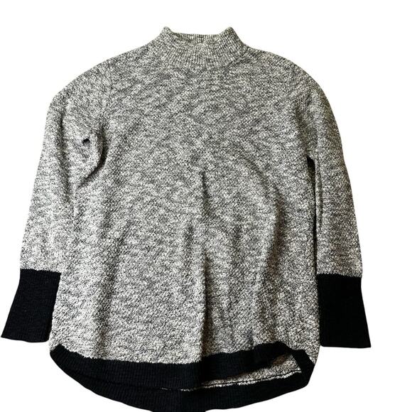 LL BEAN Gray marl Mock neck linen cotton blend sweater Size Medium - Picture 1 of 8